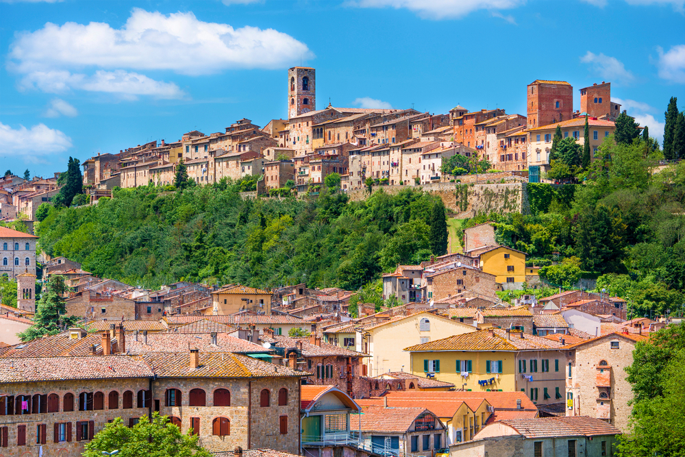 Stunning cliff top town of Colle Di Val D'Elsa in Tuscany, Italy.