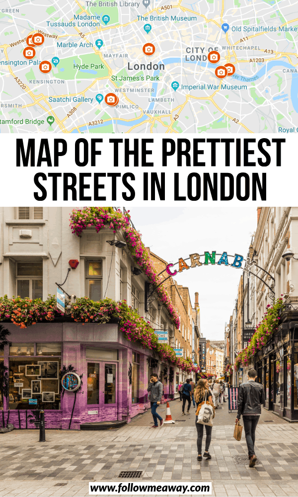 map of the prettiest streets in london