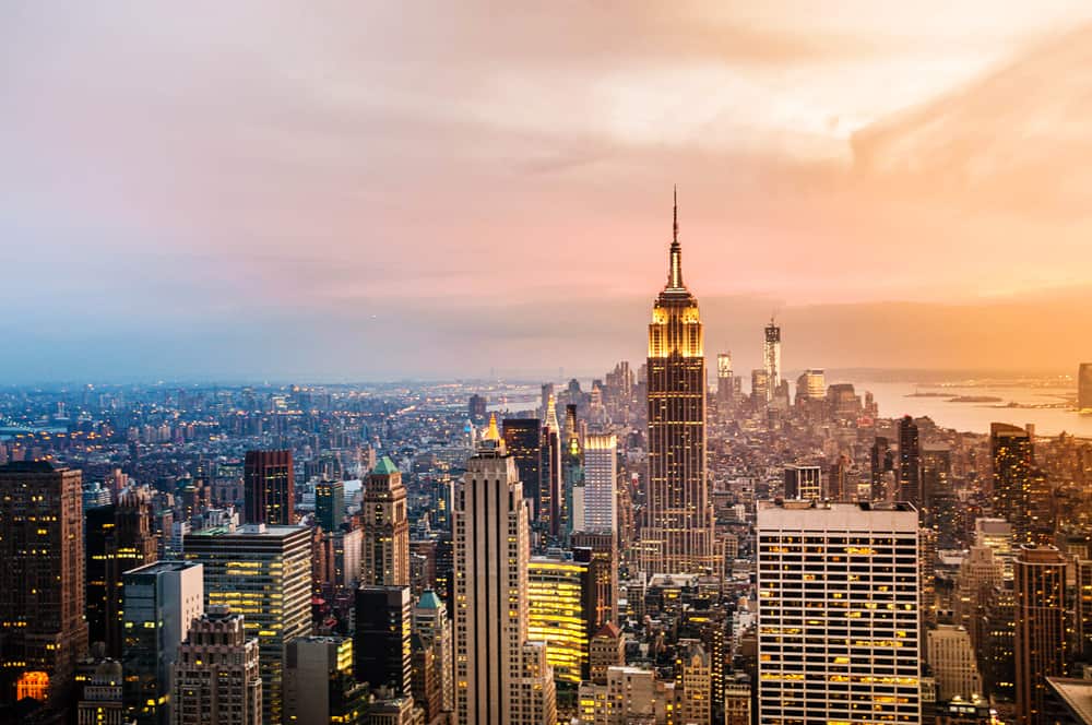 The Empire State Building at sunset, a lovely destination when seeing New York in a day.