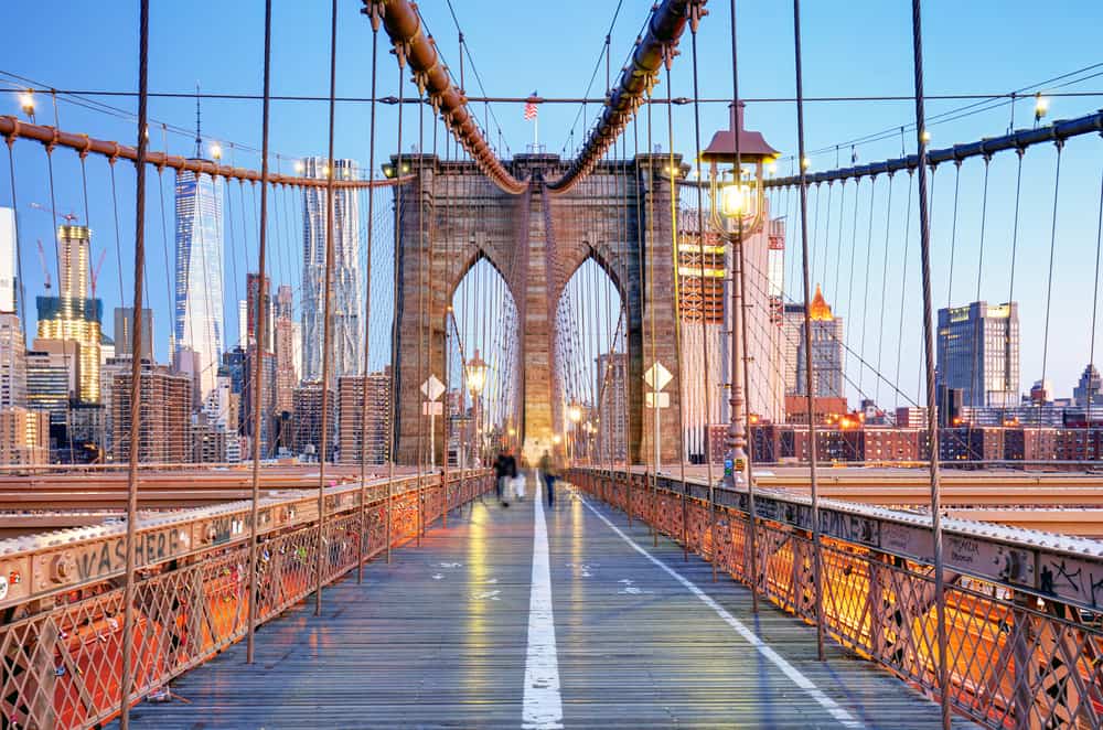 A view on the Brooklyn Bridge, a great spot to visit on your trip to see New York in a day!