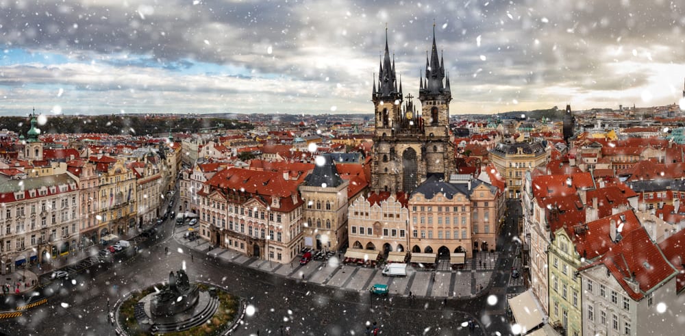 You can expect a bit of snow in Prague in winter