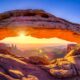 Mesa arch at sunrise in one of the Utah national parks