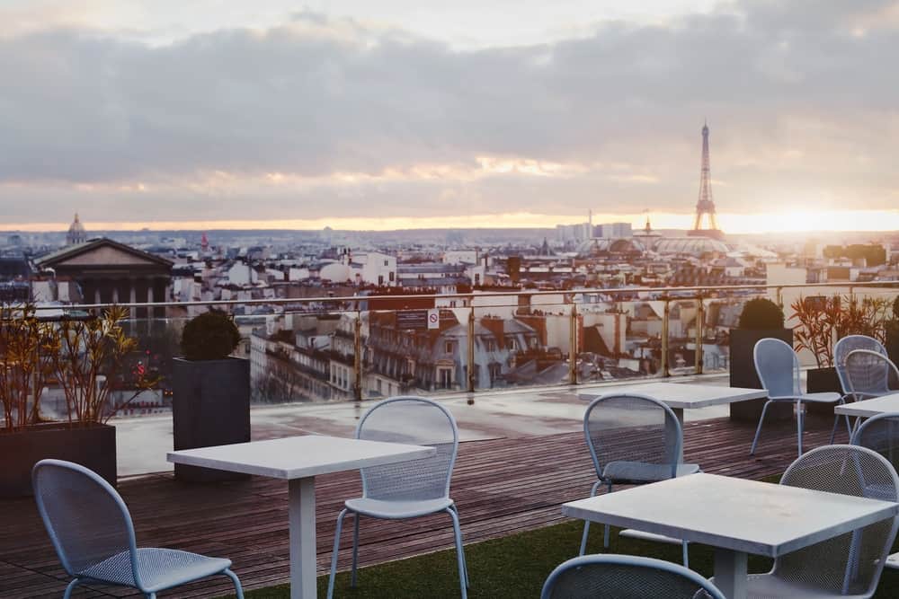 sunset view from Printemps cafe in Paris