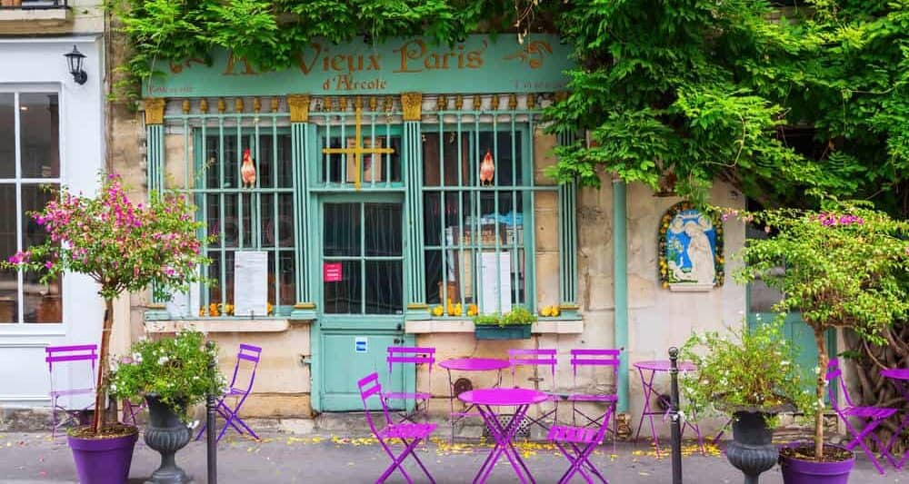 chairs in front of traditional Paris cafe