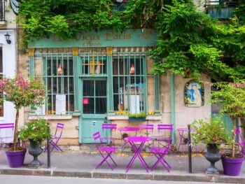 chairs in front of traditional Paris cafe