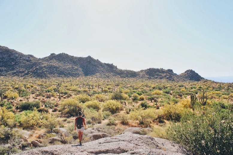 Granite Mountain Trail view from Balanced Rock on one of the best hikes in Phoenix