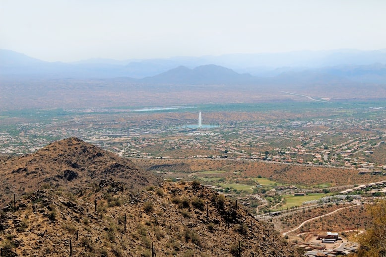 Sunrise Trail Peak view of Fountain Hills on one of the best hikes in Phoenix