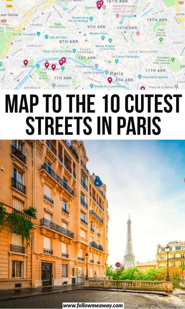 map of the 10 cutest streets in paris