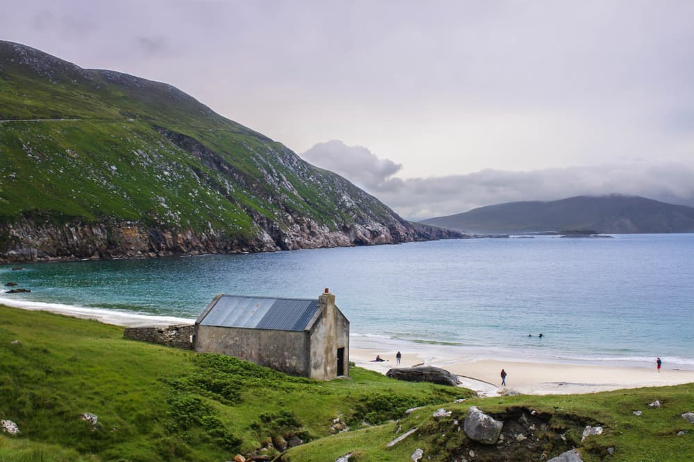 beaches in Ireland Keem by and church