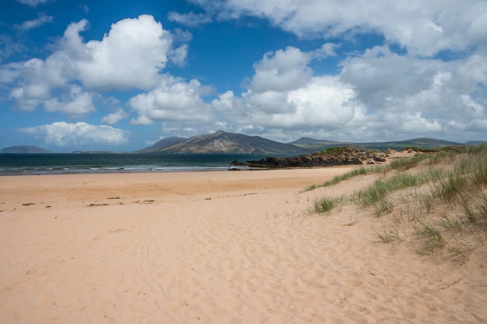 Portsalon beach with sand dunes for beaches in Ireland