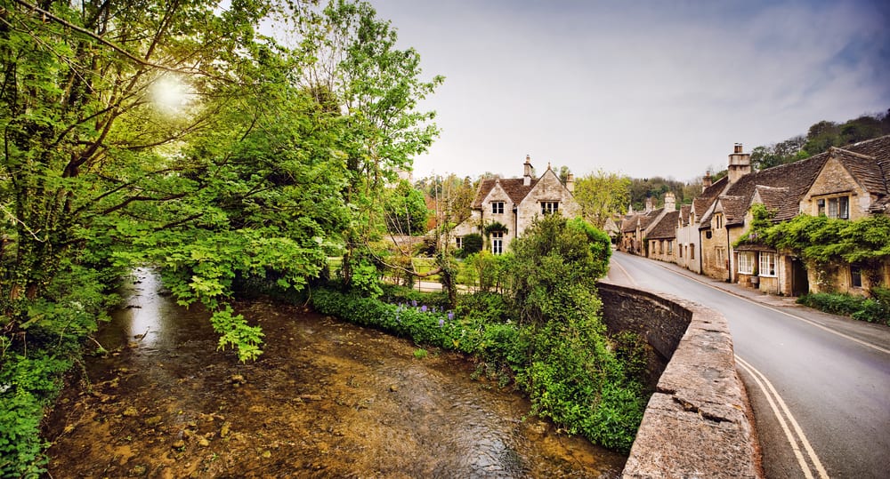 This is the entrance of Castle Combe village: its winding road and calming, flowing river are picturesque. 