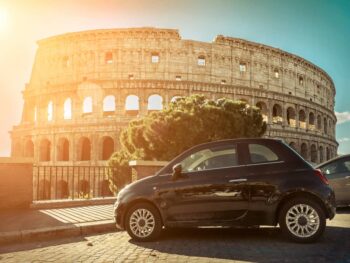 car rental in front of Rome