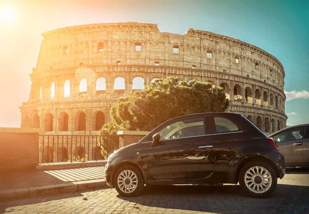 car rental in front of Rome