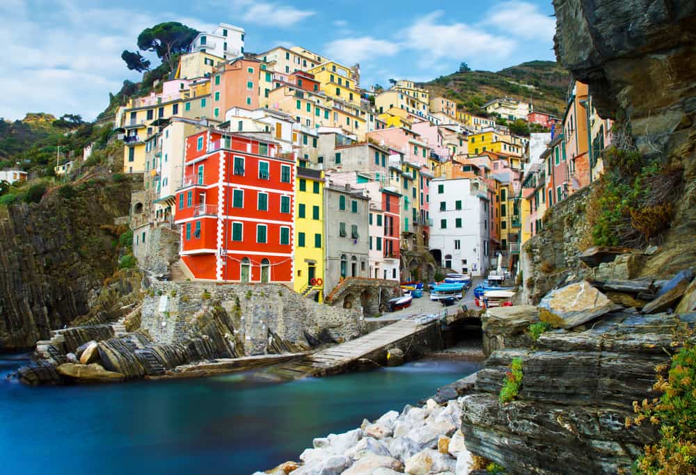 Houses along the coast in Italy