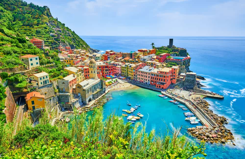 Pretty Cinque Terre Village with colorful houses