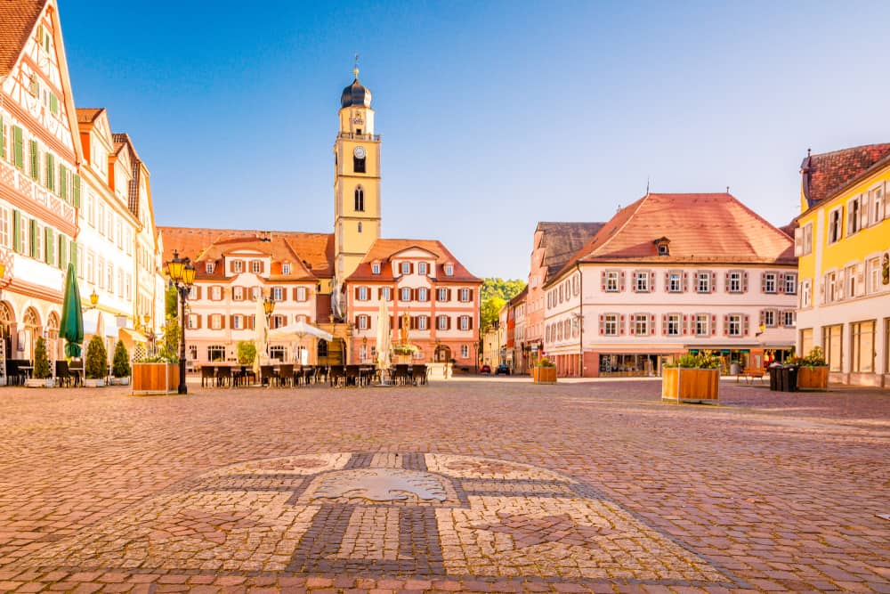 marketplace town square in Bad Mergentheim on the Romantic Road Germany