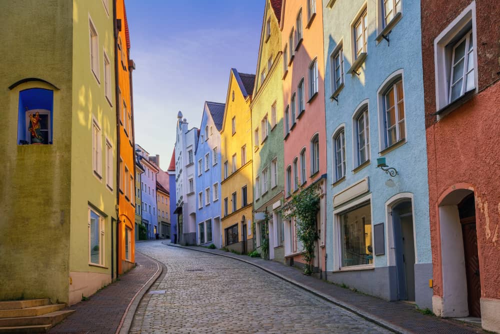 pastel colored houses in Landsberg am Lech on the Romantic Road Germany