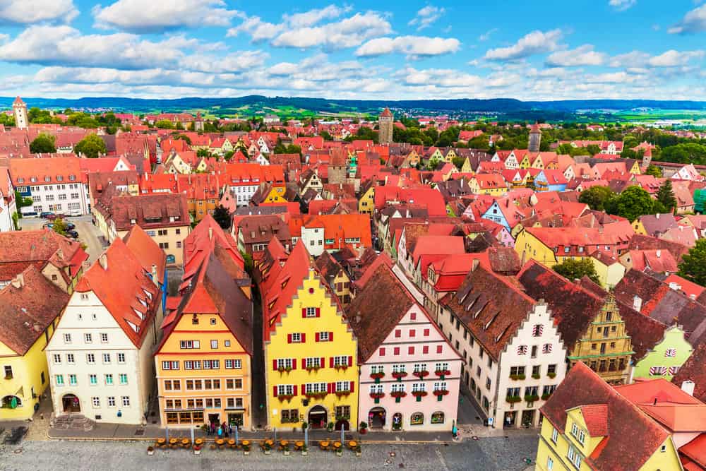 well-preserved town of Rothenburg ob der Tauber half-timbered houses on the Romantic Road Germany