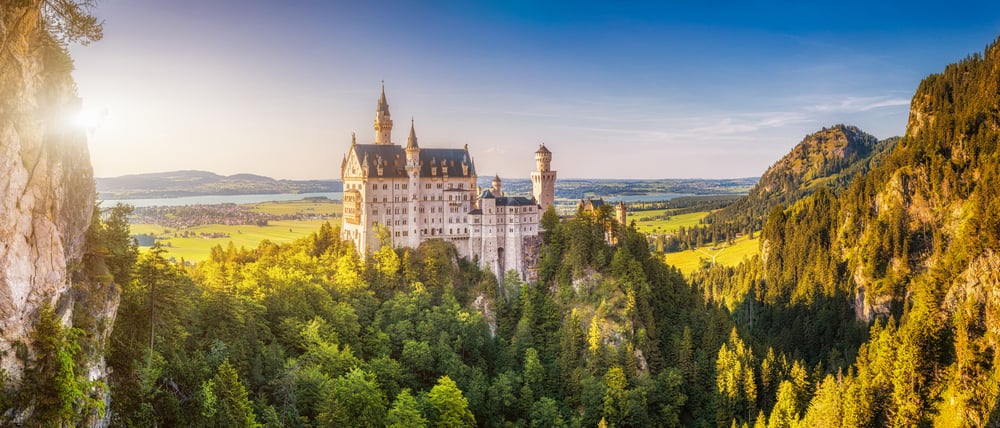 Neweschenstein Castle seen from a trail in Schwangau on the Romantic Road Germany