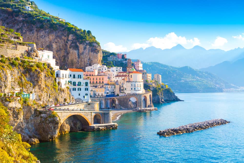 A lovely view of the town and coast of Amalfi, a wonderful choice of where to stay on the Amalfi Coast