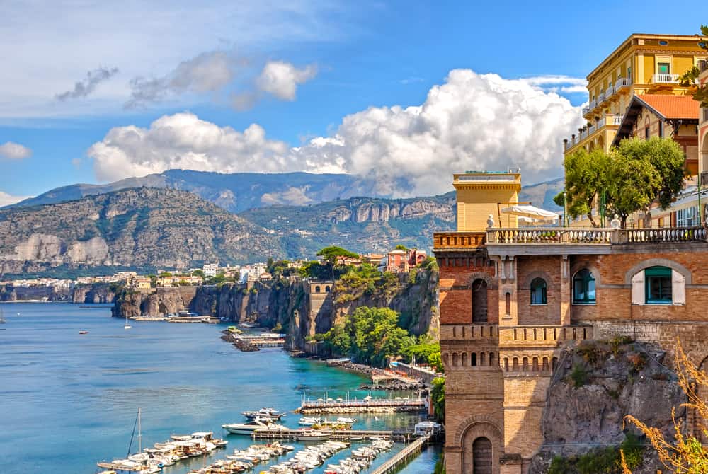 The stunning landscape and hills of Sorrento, an amazing choice of where to stay on the Amalfi Coast