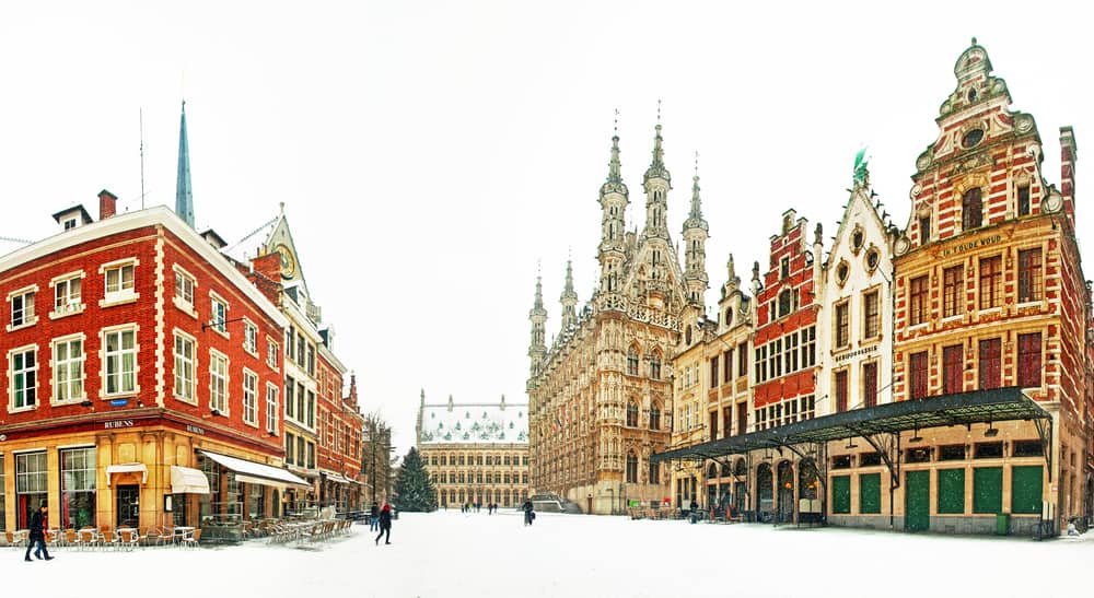 The snow capped town of Leuven is the perfect backdrop for any Christmas market