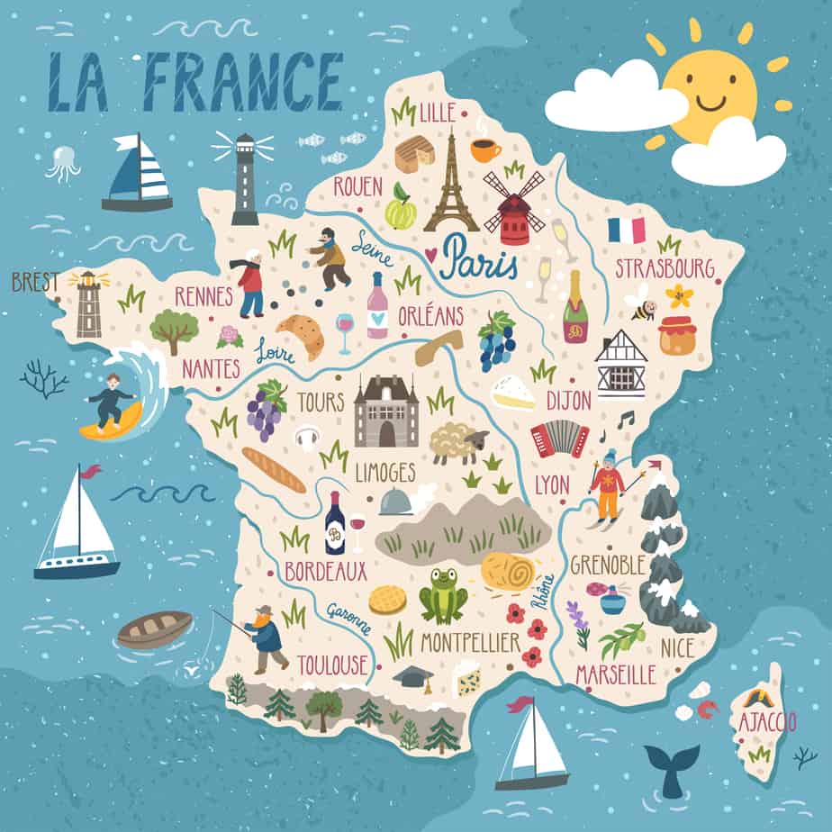 show tours on map of france