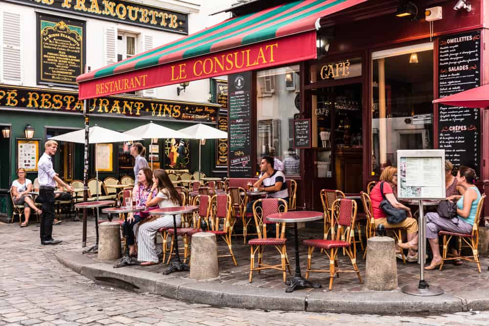 Le Consulat is a popular cafe with an easygoing atmosphere