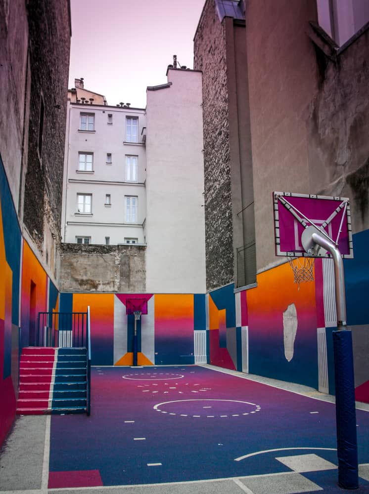 The Pigalle Basketball Court consists of beautiful colors