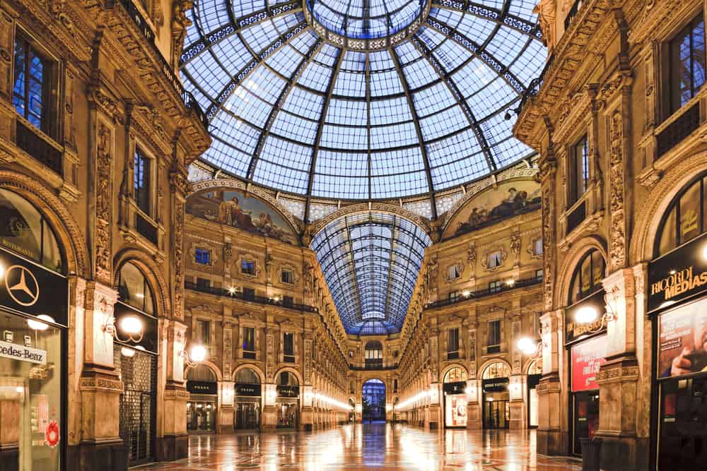 Vittorio Emanuele I mall in Milan city in Italy