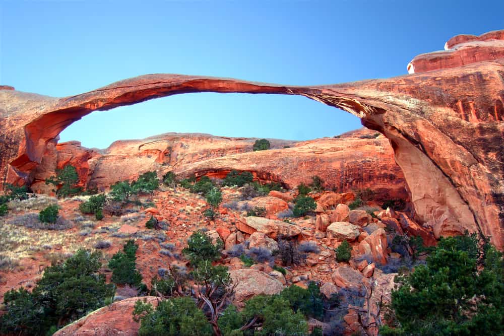 Landscape Arch is one of the most famous Arches National Park hikes because of its width