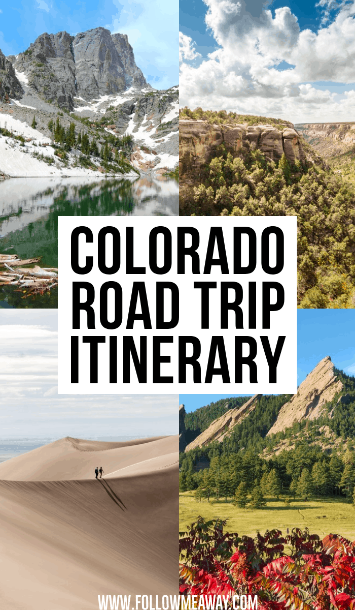 A Pinterest post with photos of Colorado reading "Colorado road trip itinerary"