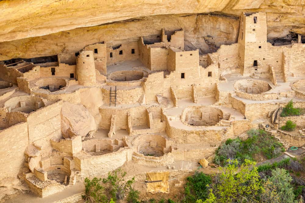 Looking down at the  ruins at Mesa Verde National Park on a Colorado road trip.