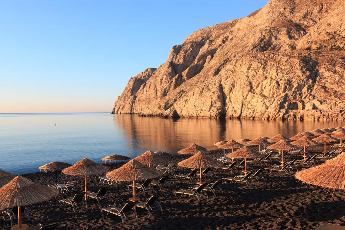 Photo of black beach in Greece.