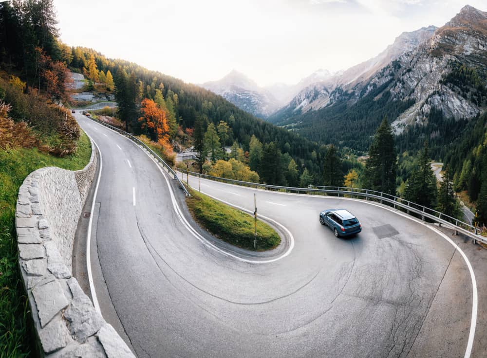 Photo of windy road in Switzerland