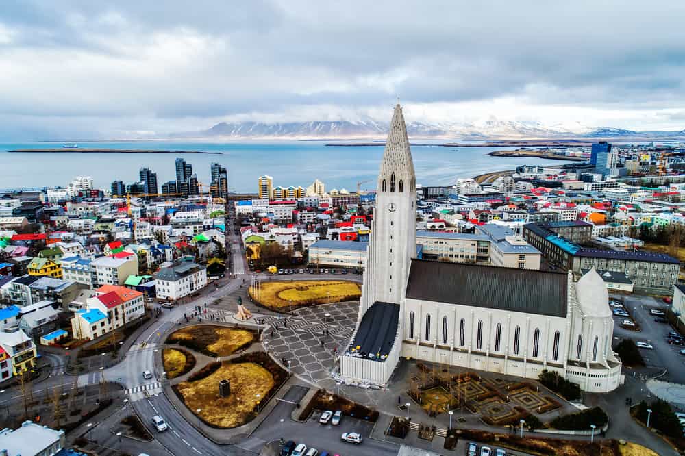 european capitals reykjavik iceland overhead view