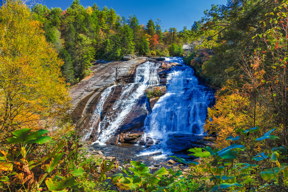 Dupont falls is one of the best places for fall in north carolina