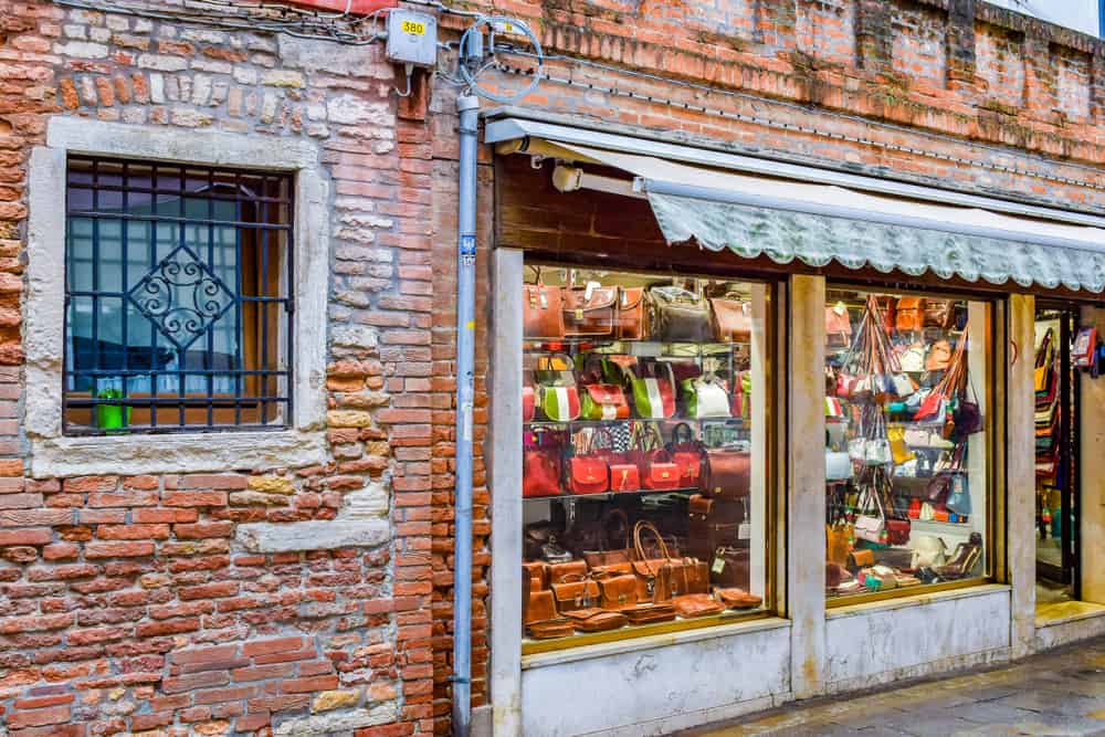 display of leather shop in Florence 