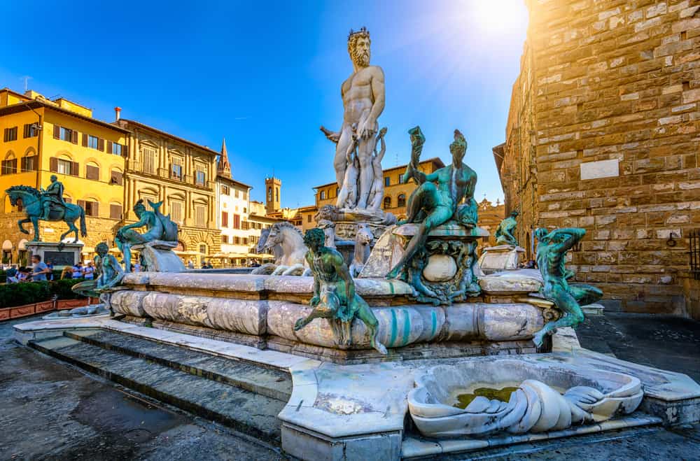 fountain of neptune on a sunny day in Florence 