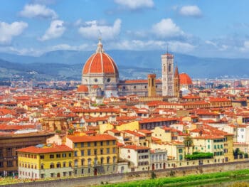 far away view of the piazza del duomo in Florence