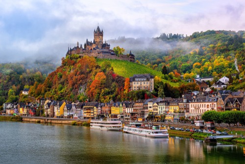 the Reichsburg Castle in Cochem in the Mosel Valley on your Germany road trip