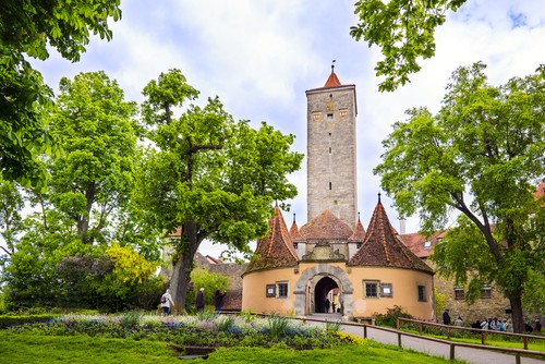 the castle gate in Rothenburg ob der Tauber on your Germany road trip