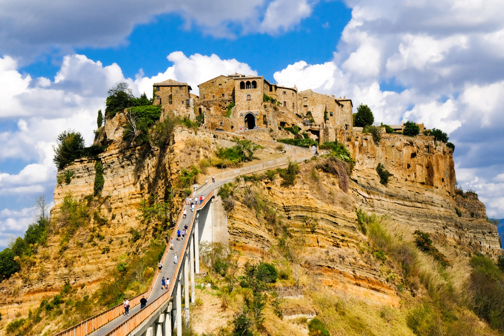 Civita di Bagnoregio has a great walkway to the hillside village that offers gorgeous views of Italy! 