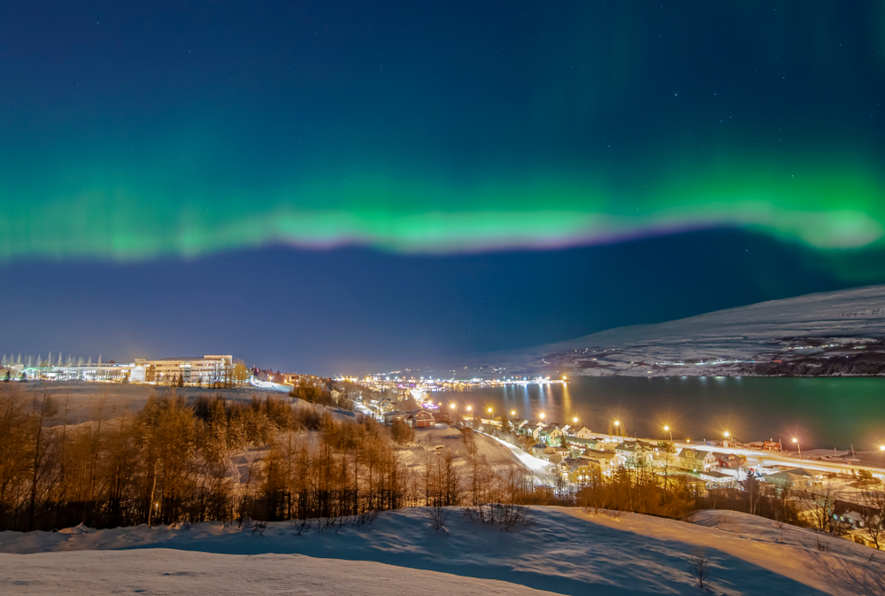 Akureyri is one of the towns in Iceland where you can see the Northern Lights