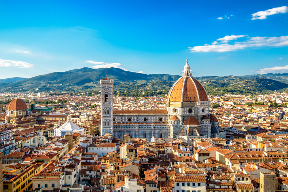 Florence skyline with the iconic Duomo in the center.