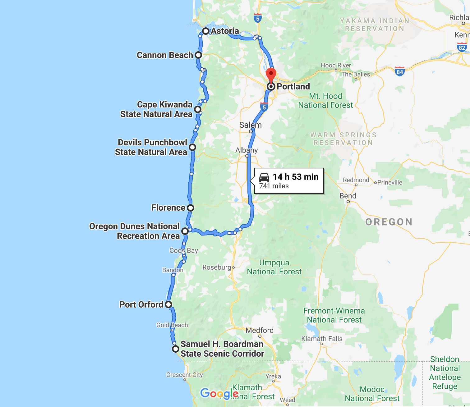 sacramento to oregon road trip