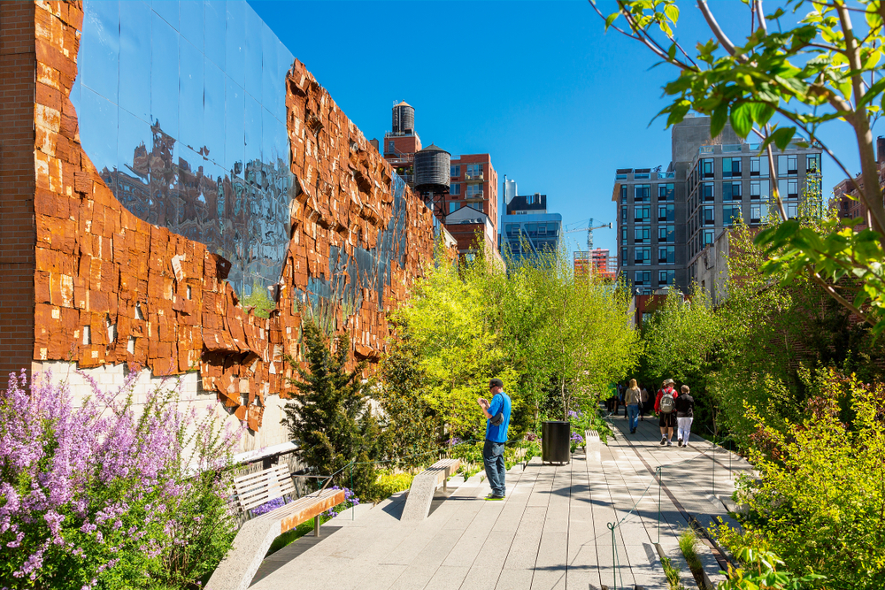 The High Line during a beautiful day with clear skies