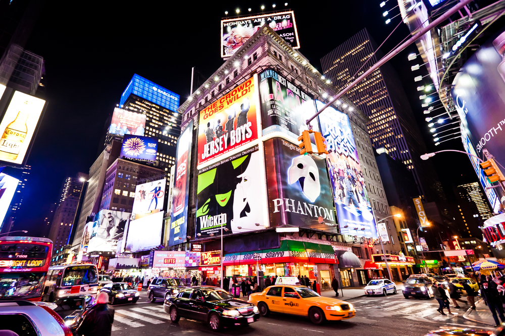 Times Square Broadway Billboards busy at night