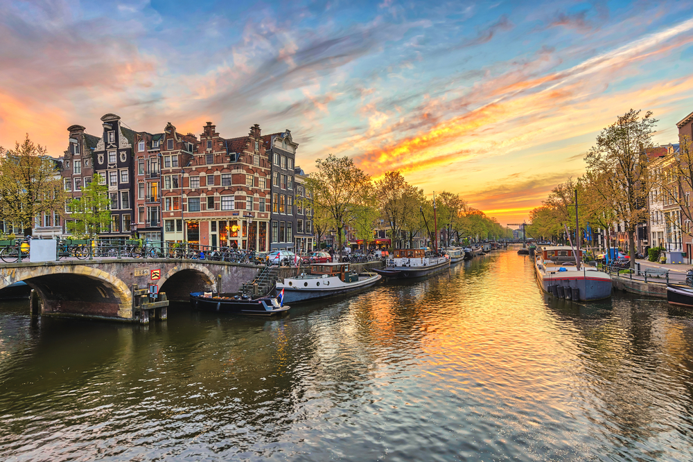 3 Days in Amsterdam Canal at Sunset