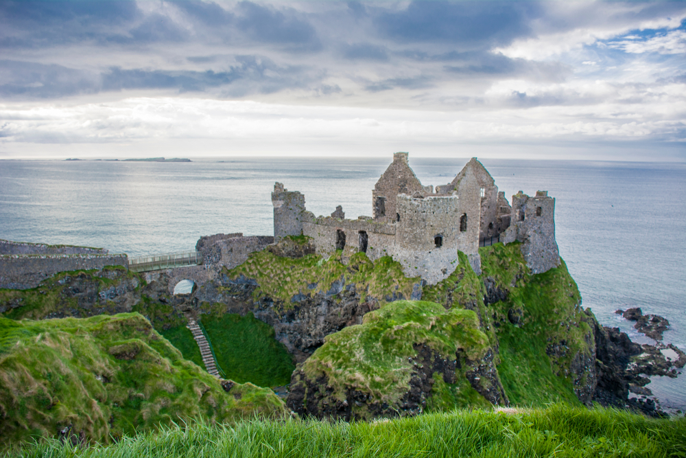 Dunluce Castle overlooking the sea